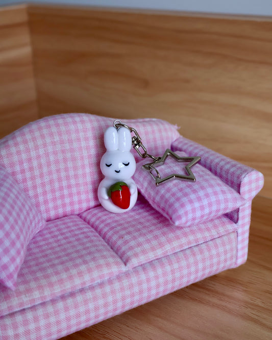 MINI Strawberry Bunny Keychain