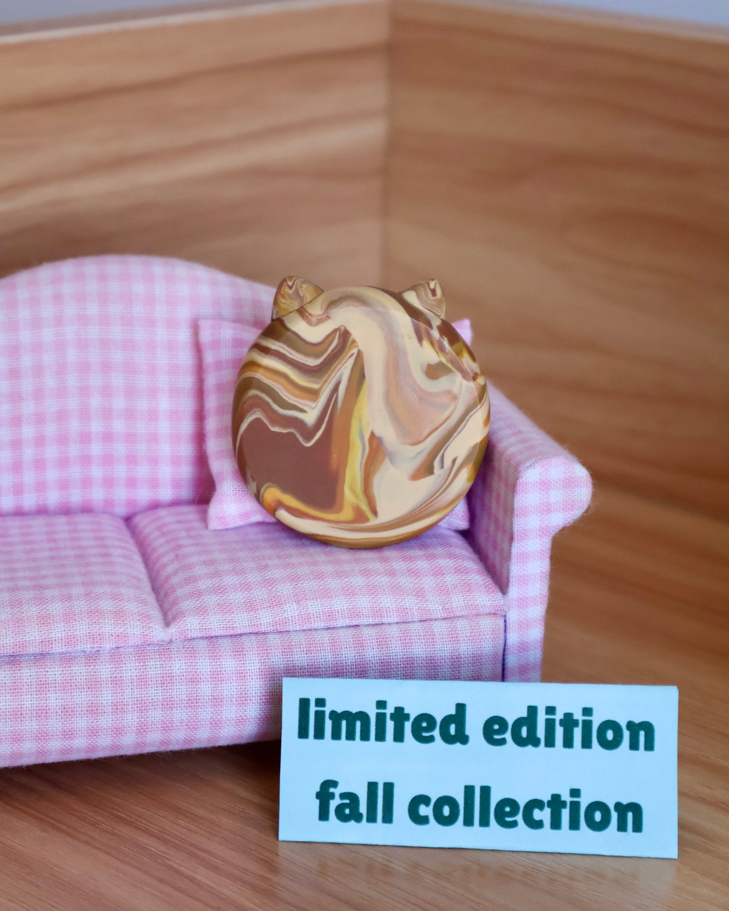 Pumpkin Spice Calico Kitty Worry Stone