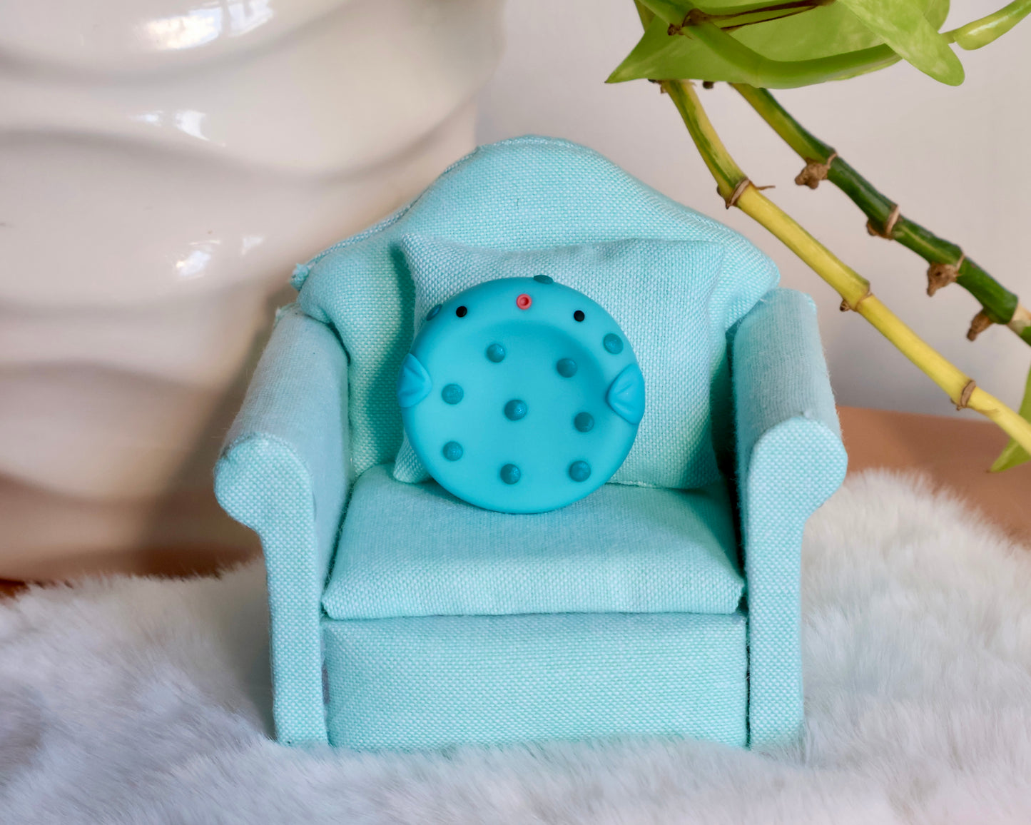 Mini Blue Pufferfish Worry Stone